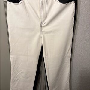 Papermoon Black and White Straight Leg Women’s Leather Pants